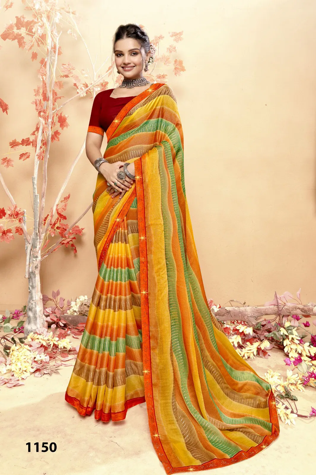 Vaayu By Vallabhi Brasso Line Printed Saree Suppliers In India